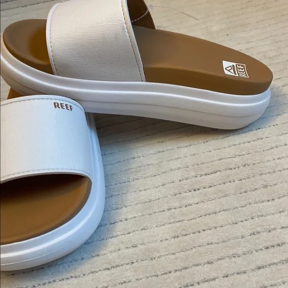 Reef White and Brown Slide Sandals - Picture 5 of 8